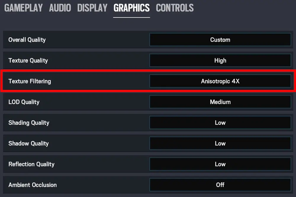anisotropic filtering rainbow six graphics settings