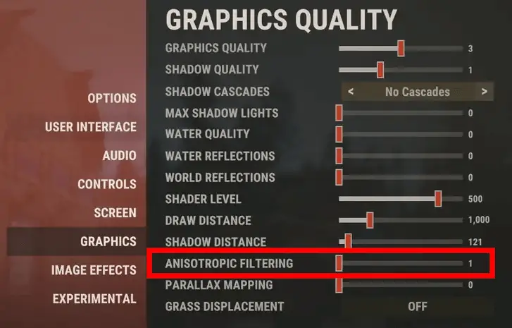 anisotropic filtering rust graphics settings